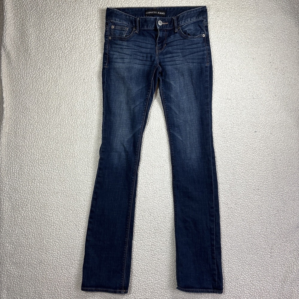Express Jeans Barely Boot Low Rise Women's Stretch Size 2L Dark Wash Blue Jeans